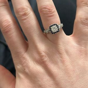 14k white gold diamond with sapphire engagement ring Size 4. No original receipt